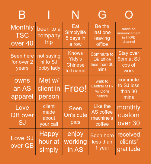 AS Bingo Card