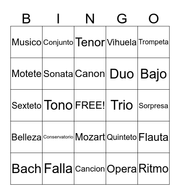 un dia de verano Bingo Card