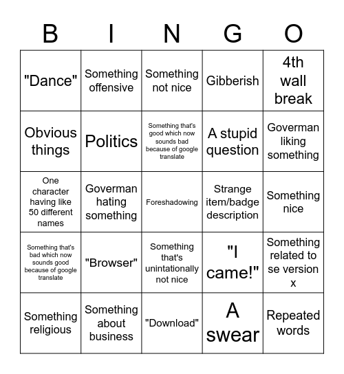 Book of Mario 64 Bingo Card