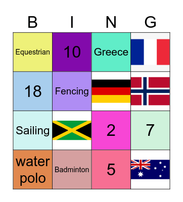 Olympics Bingo2 Bingo Card