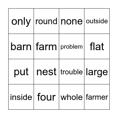 Grade1 Unit5 Week1 Bingo Card