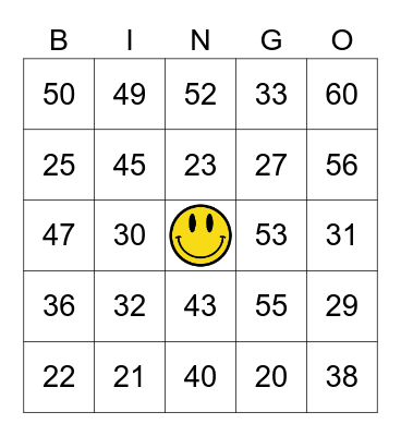 Number BINGO! Bingo Card