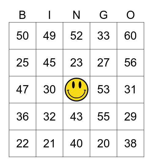 Number BINGO! Bingo Card