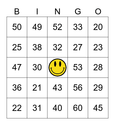 Number BINGO! Bingo Card