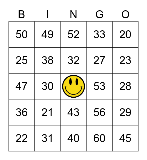 Number BINGO! Bingo Card