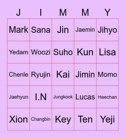 Kpop world 101 Bingo Card