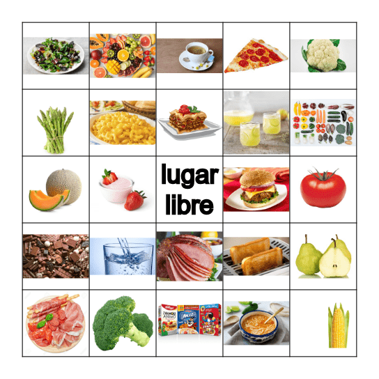 Cognados con Comida Bingo Card