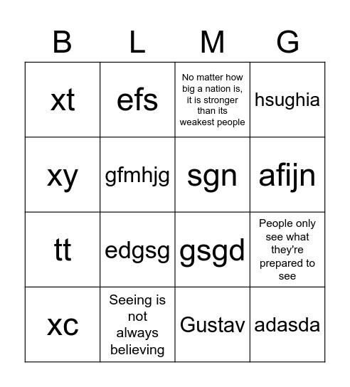 BLM Quotes Bingo Card