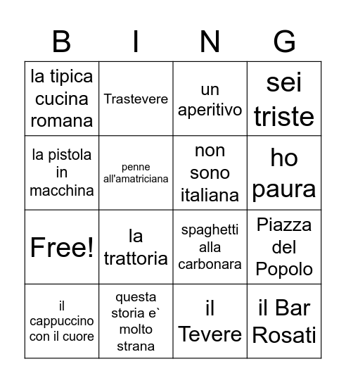 capitolo 9 e 10 Bingo Card