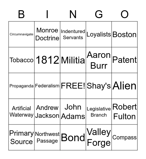 Review Bingo Card