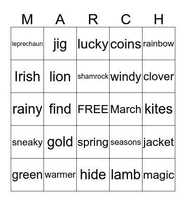 Friday Bingo Card