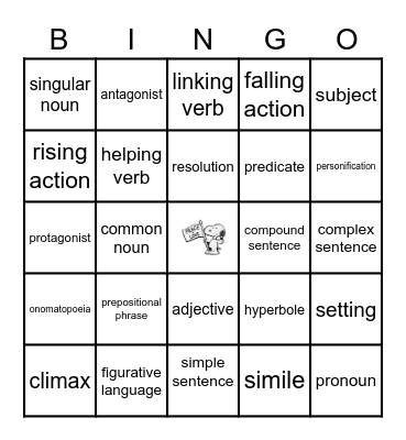 Language Arts Review Bingo Card