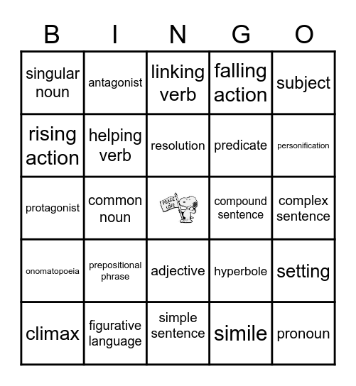 Language Arts Review Bingo Card