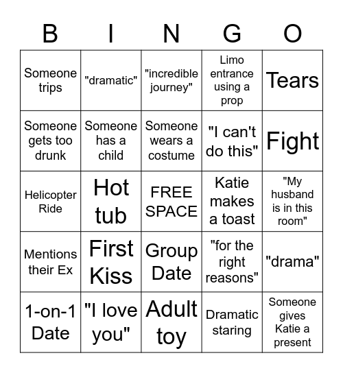 The Bachelorette - 17 Bingo Card