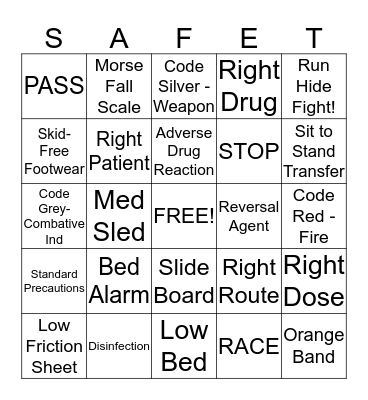 Set Sail FOR SAFETY Bingo Card