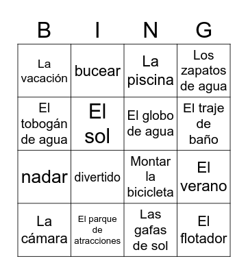 El Verano Bingo Card