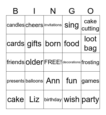 BIRTHDAY BINGO Card