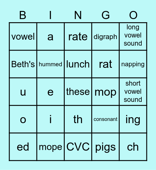 Reading Intervention BINGO!! Bingo Card