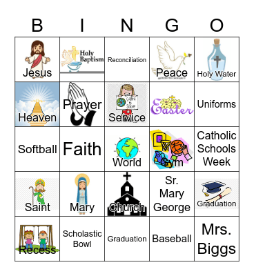 St. Gregory the Great Bingo Card