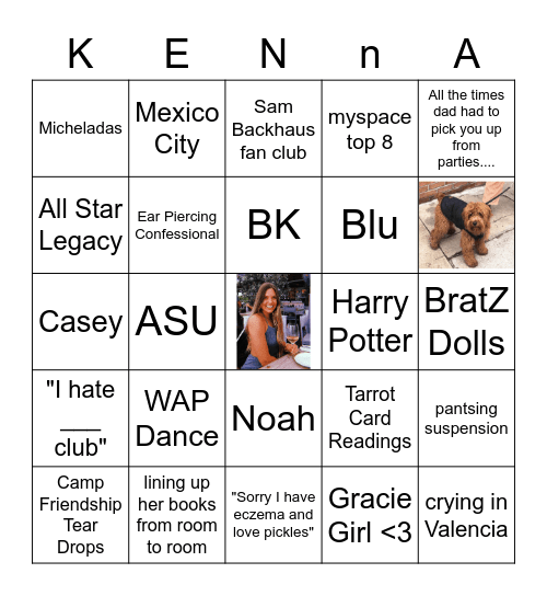 Kendall's 30th Birthday! Bingo Card