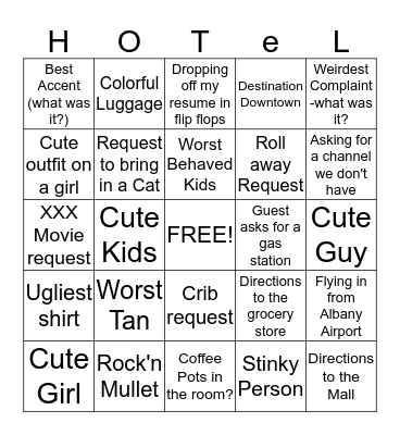 HiLaRiOuS HoteL BiNgO Card
