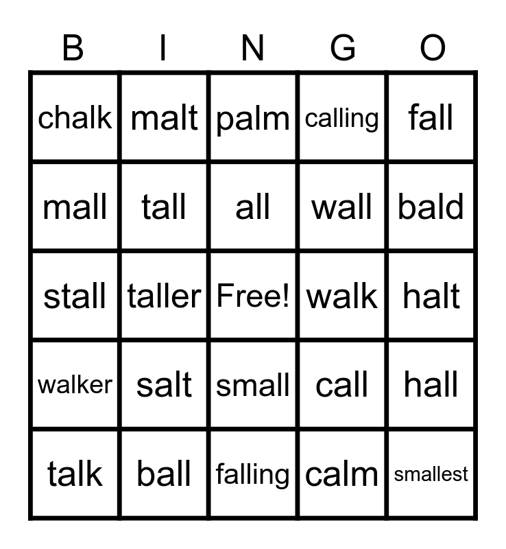 Al All Phonics Sounds Bingo Card