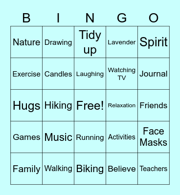 Destress Bingo Card