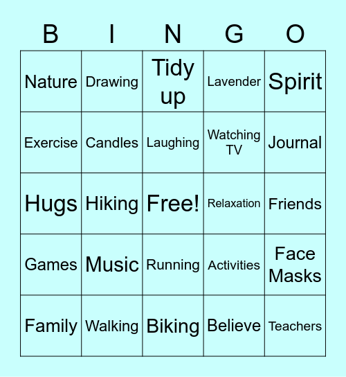 Destress Bingo Card