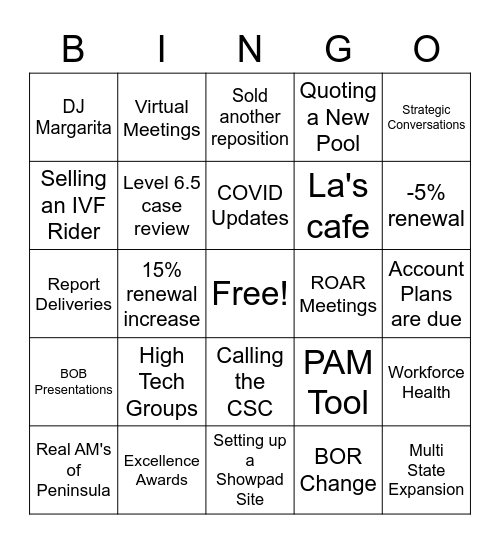 Peninsula Bingo Card