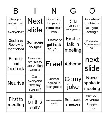 Virtual VMS Work Bingo Card