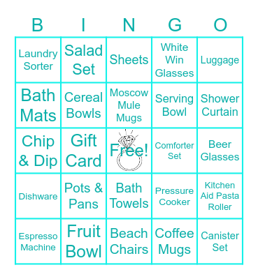 Amanda's Shower Bingo Card