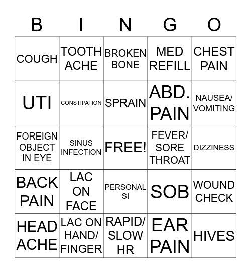 DYLANS CARD Bingo Card