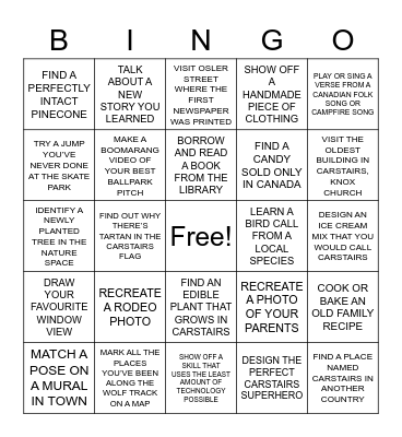 Carstairs Bingo Card