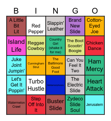 Line Dances Bingo Card