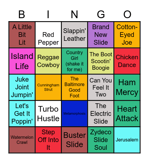 Line Dances Bingo Card