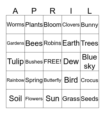 Spring bingo Card
