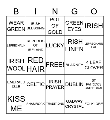 ST. PATRICK'S DAY BINGO Card