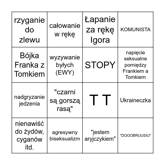 BINGO Z FRANKIEM Bingo Card