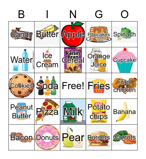 Food Bingo Card