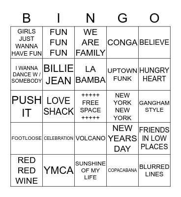 "M" ENTERTAINMENT MUSIC Bingo Card