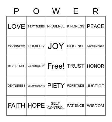 Disciple Powers Bingo Card