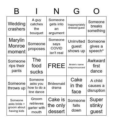 Wedding Bingo Card