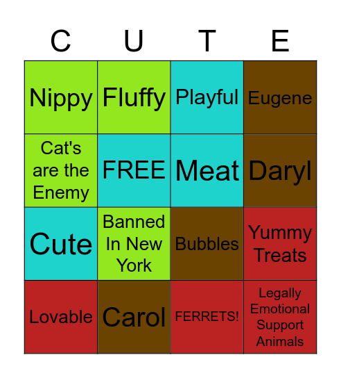 Ferret Bingo Card