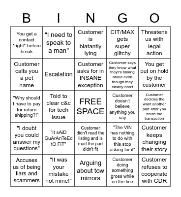 1A/AM Bingo Card