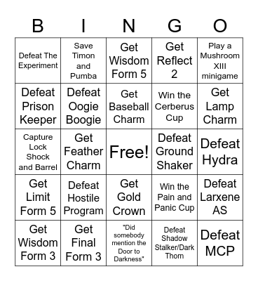 KH2 Rando Bingo Card