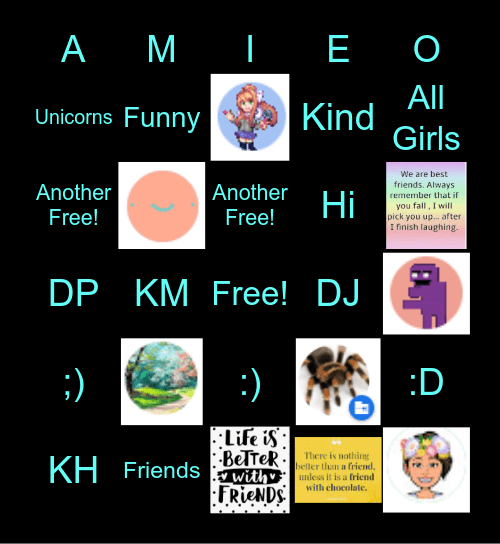 Friendz Bingo Card