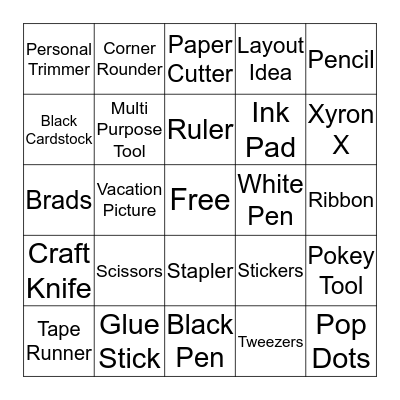 Scrapbooking Bingo Card