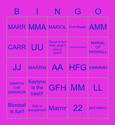 Friendz Bingo Card