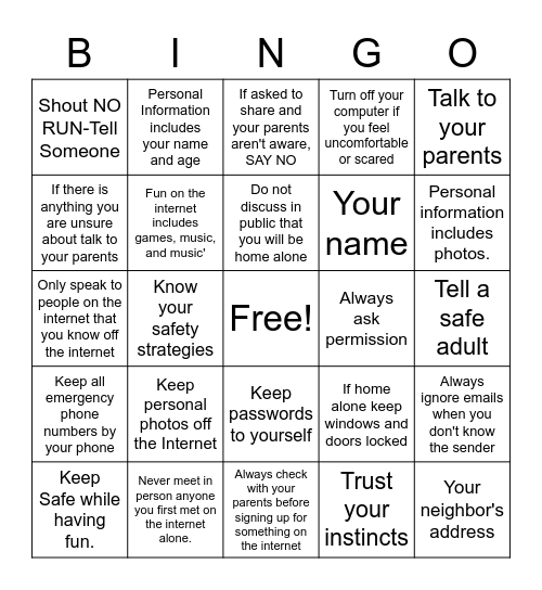 SMART SAFETY BINGO Card