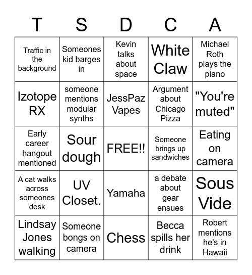 TSDCA PROM Bingo Card